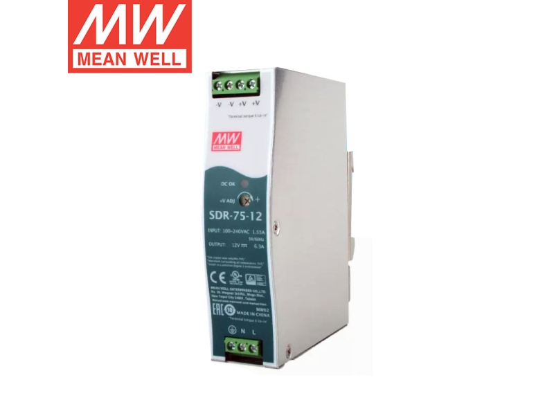 SDR-75-12 75W 单组输出导轨型明纬电源