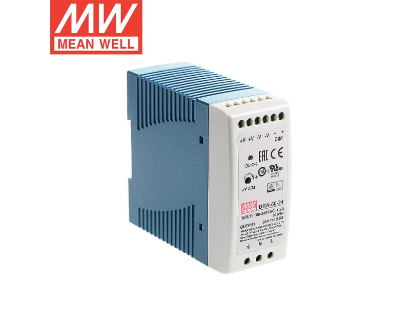 DRA-60-24 60W电流在线调明纬导轨电源