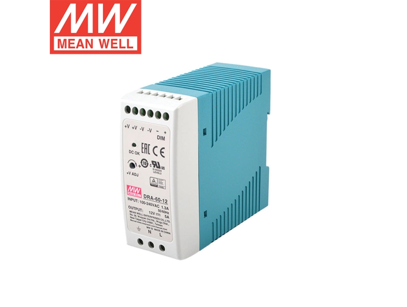 DRA-60-12 60W电流在线调明纬导轨电源 