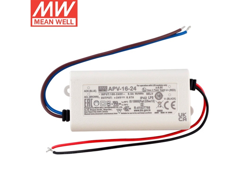 APV-16-24 16W塑防水明纬LED恒压电源
